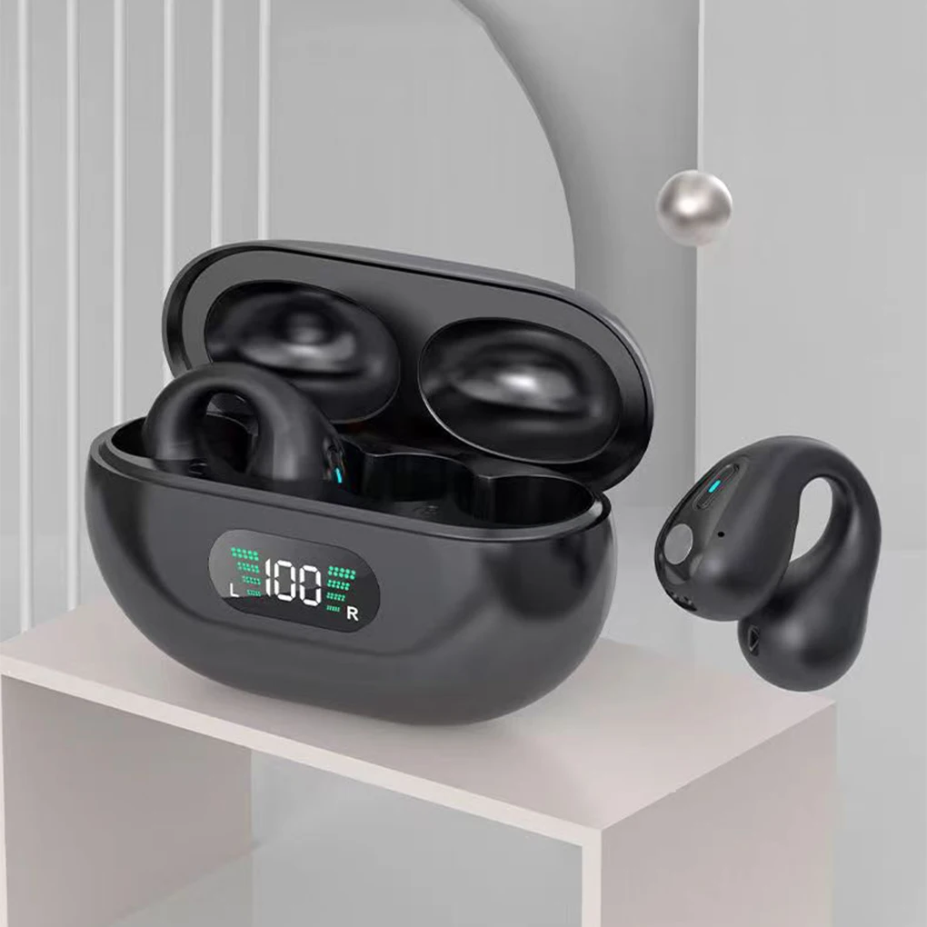 

Binaural Stereo Wireless Earphones LED Display Bluetooth Headphone Bone Conduction Headset Waterproof Sound Earcuff