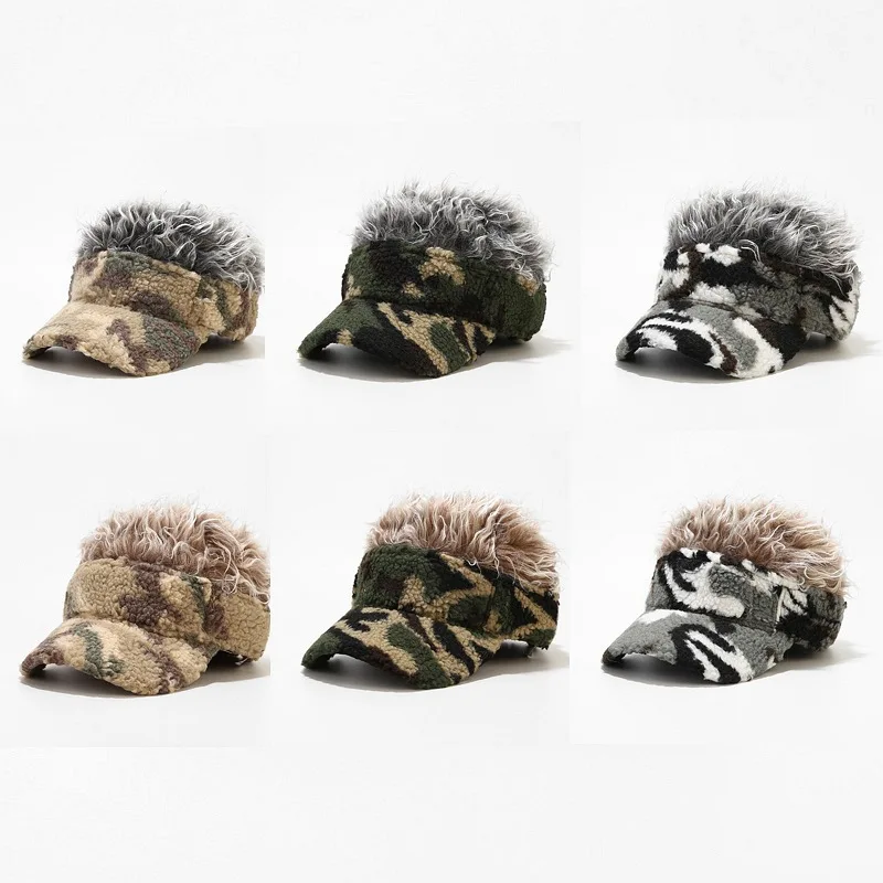 

New Camouflage Wig Warm Baseball Cap Men Ins Street Fashion Peaked Cap Women Golf Cap
