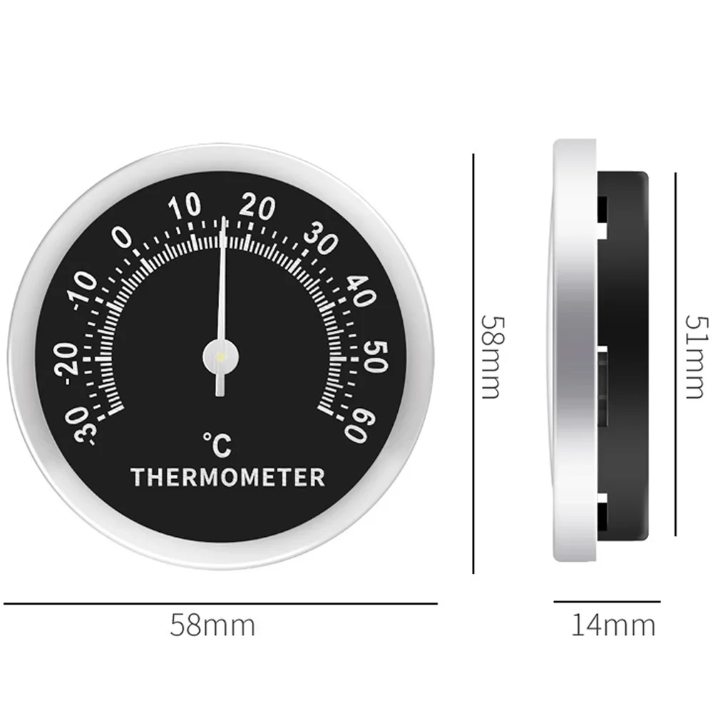 

Mini Thermometer Mechanical No Battery Analog 58mm Car Temperature Gauge with Double-sided Sticker -30°C~60°C Measuring Range