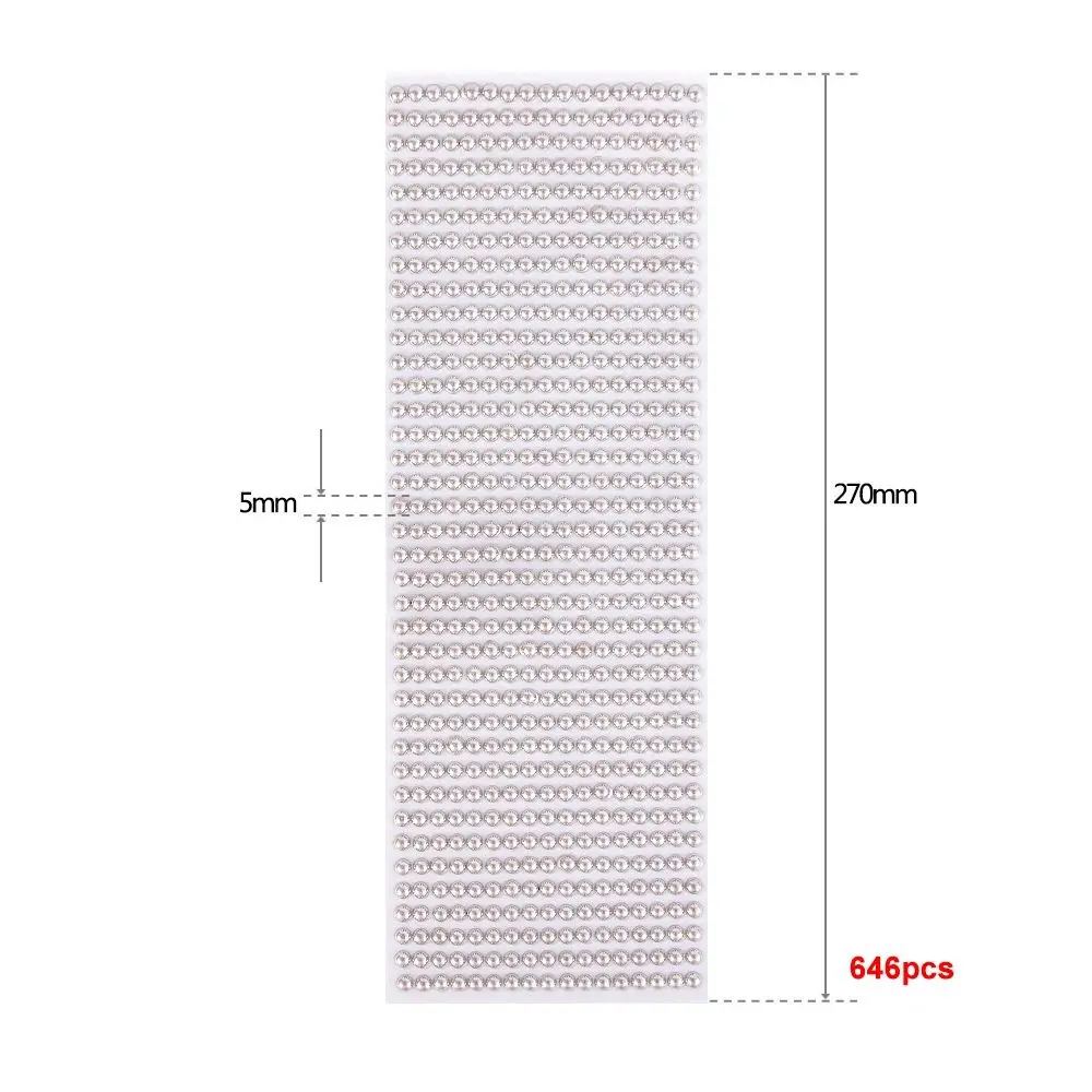 패션 DIY 플랫백 진주 주얼리 스티커, 골드 실버, 자가 접착 3D 페이스 쥬얼리, 어린이 장난감, 3mm, 4mm, 5mm, 6mm