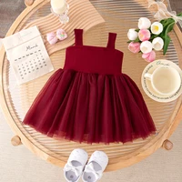 Bébé fille été nouveau nœud couleur unie fronde tricot gonflé décontracté fille enfant robe mignon Simple bébé filles robes de princesse 6