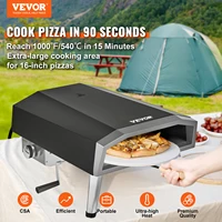 VEVOR Outdoor Pizza Oven, 16In, Gas Fired Pizza Maker, Portable Outside Stainless Steel Pizza Grill w/360° Rotatable Pizza Stone 2