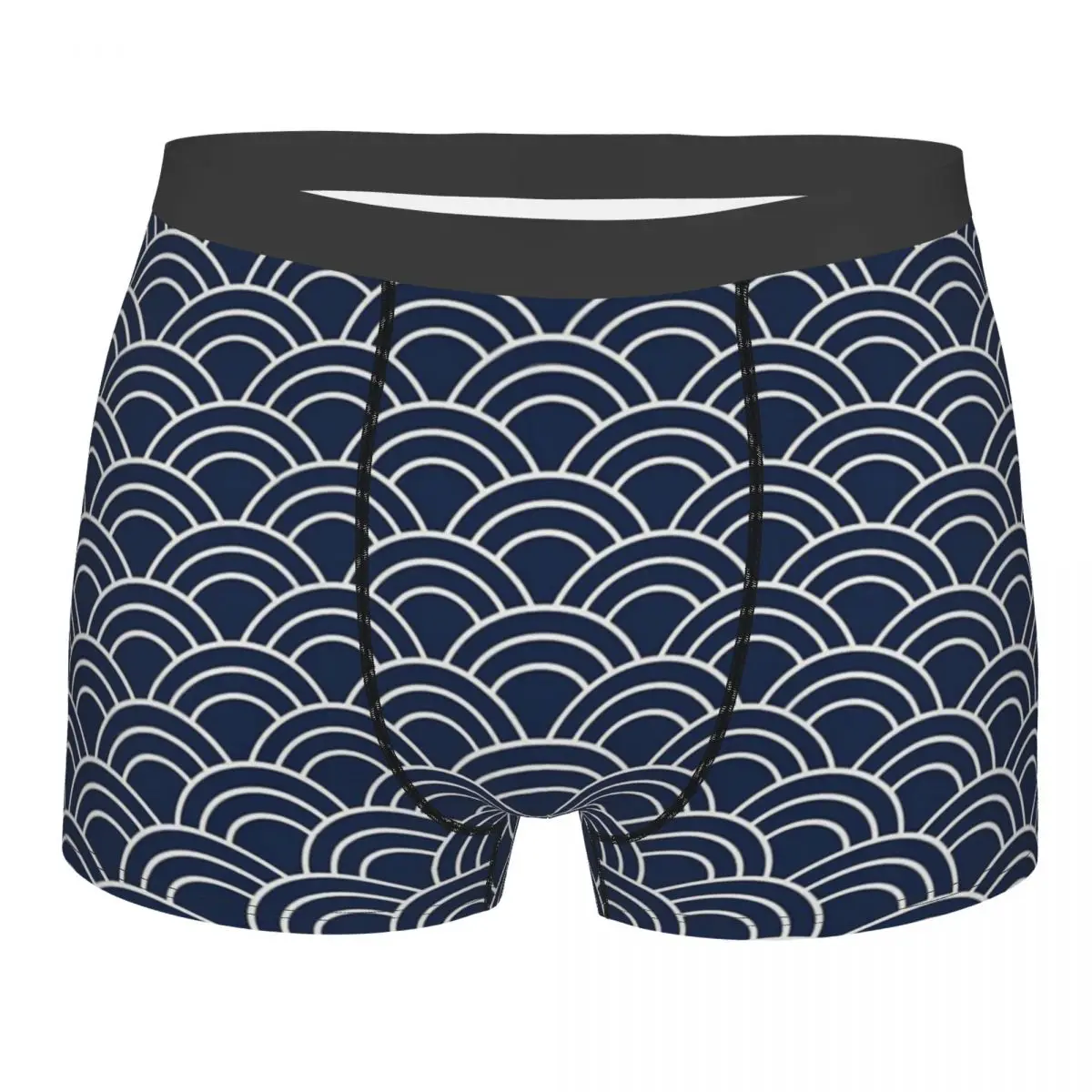 

Men's Boxer Shorts Panties Waves Japanese Navy Blue Breathable Underwear Harajuku Male Fashion Plus Size Underpants