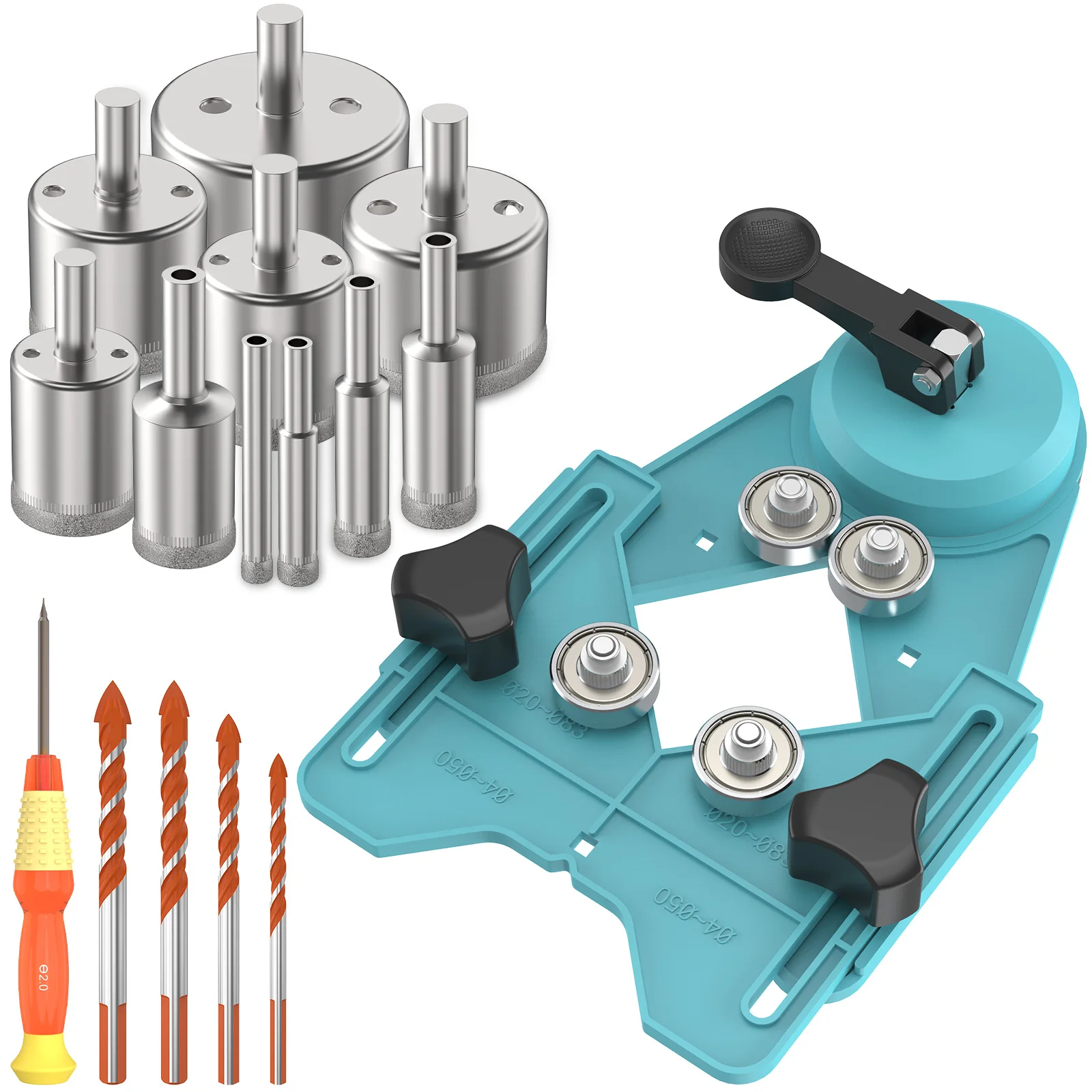 

Diamond Hole Saw Kit Adjustable Hollow Drill Hole Saw Suction Cup Base High Precision Tile Opener with Drill Bits for Glass