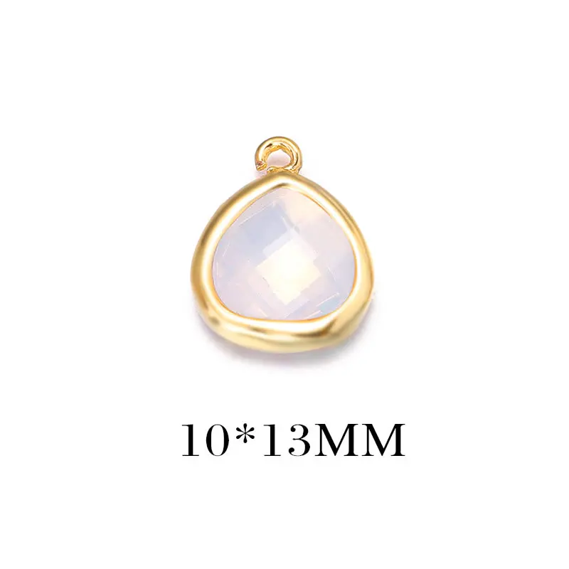 Colgantes de Encanto de Triángulo de Vidrio y Metal de Alta Calidad Accesorios de Joyería de Colorido Bronce Dorado Champán 4PCS 8x11MM 10x13MM - details 4