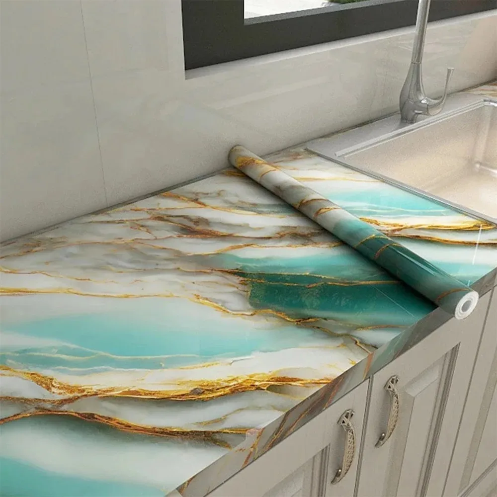 New 40cm Wall Stickers Marble Oil Proof PVC Wallpaper Removable Self Adhesive Contact Paper Bathroom Kitchen
