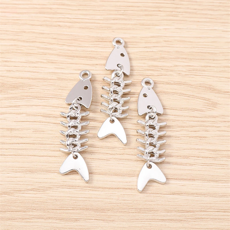 5 Stück 10 x 50 mm niedliche Fischschwanz-Anhänger aus Metall für die Schmuckherstellung, Ohrringe, Halsketten, Armbänder, Zubehör, DIY-Bastelbedarf