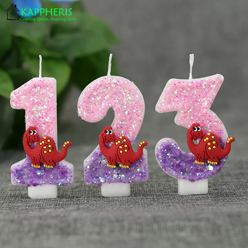 Dinosaur Candela di Compleanno, Candele Numeri Verdi per Decorazioni Torta e Cupcake Decorazioni Festa a Tema Dinosauro Accessori Compleanno per Bambini Ragazzi (Numero 5