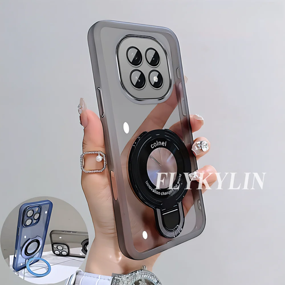 Transparent Magnetic Thin Bracket Phone Case with Soft Shell Design