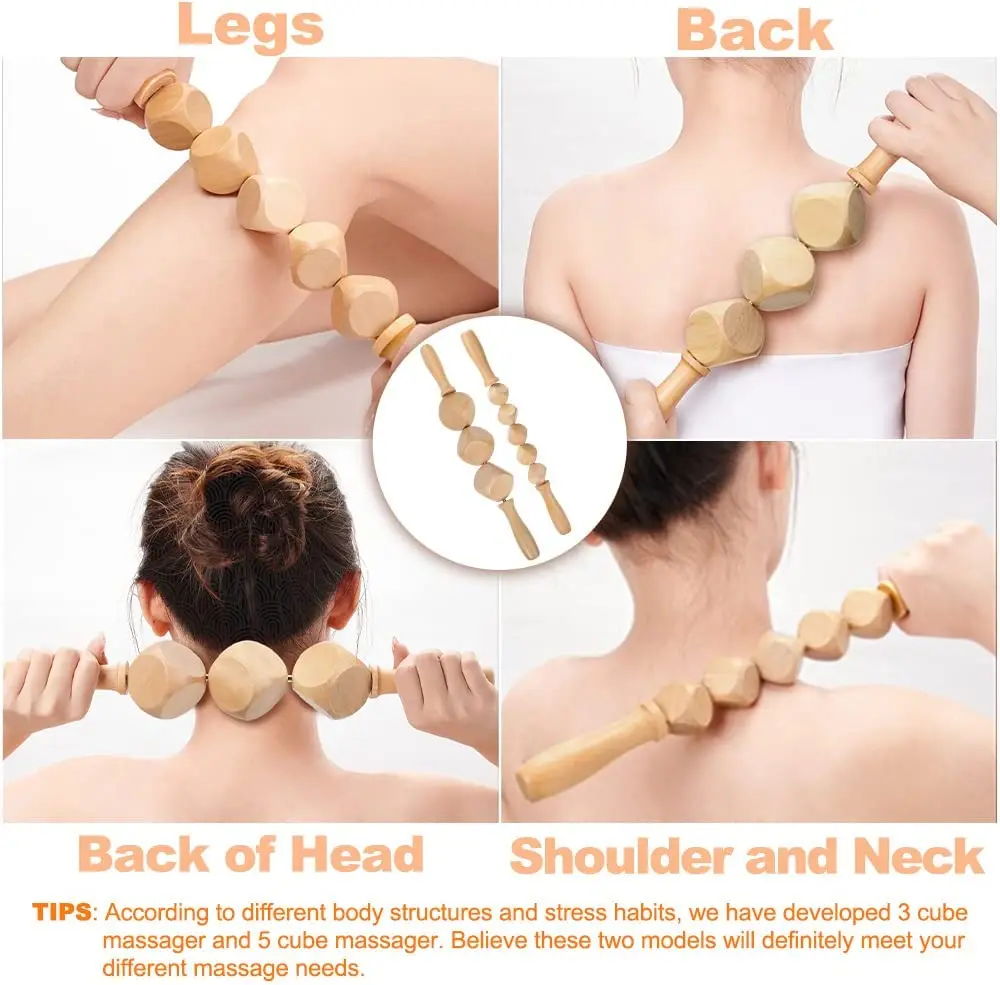 2/4/6/8PCS Wooden Therapy Massage Sets Pain Relief Maderoterapia CorporalAnti Cellulite Body Slimmling Gua Sha Back Massager 4