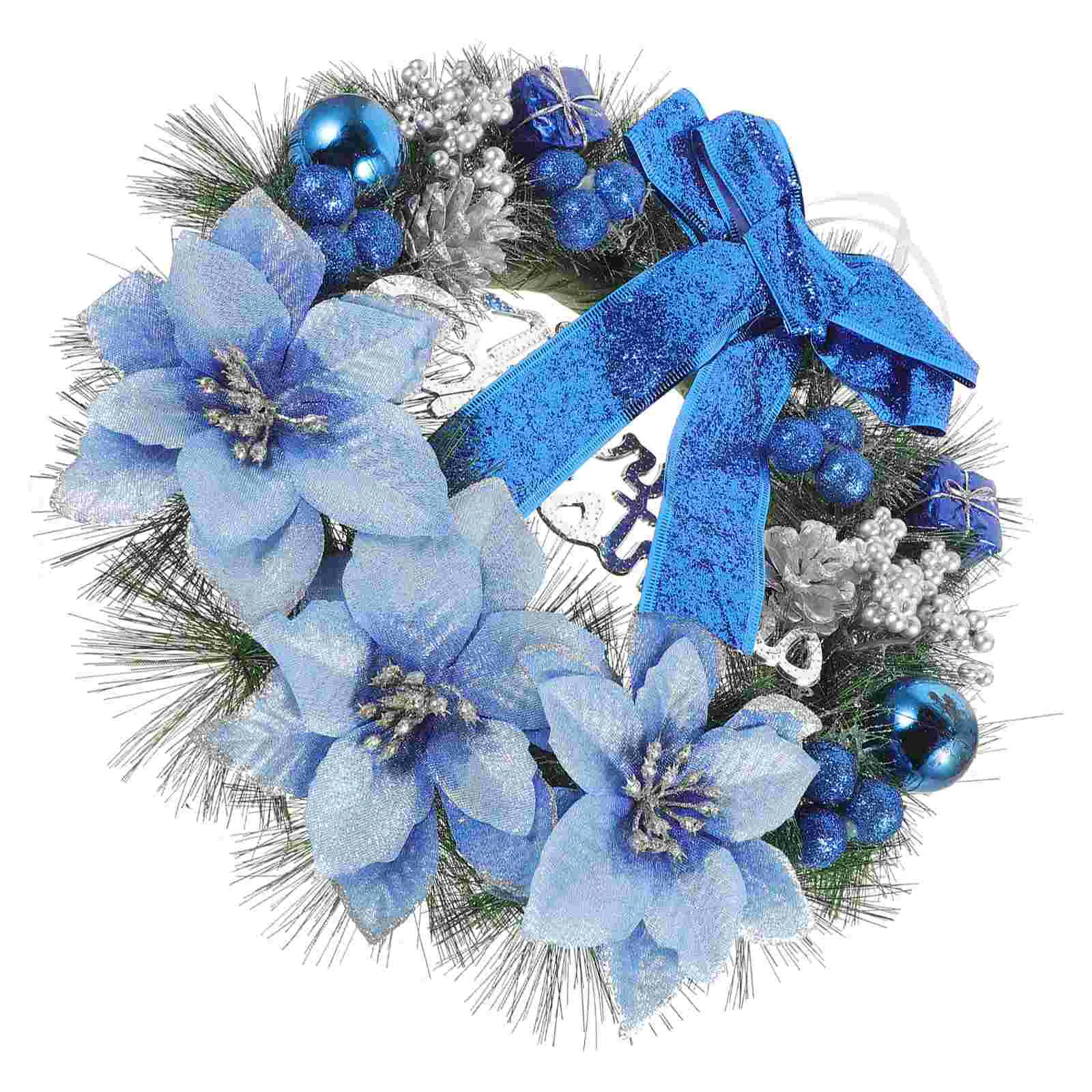 

Xmas Poinsettia Flowers Wreath Fall Decorations for Home Artificial Pine Wreaths