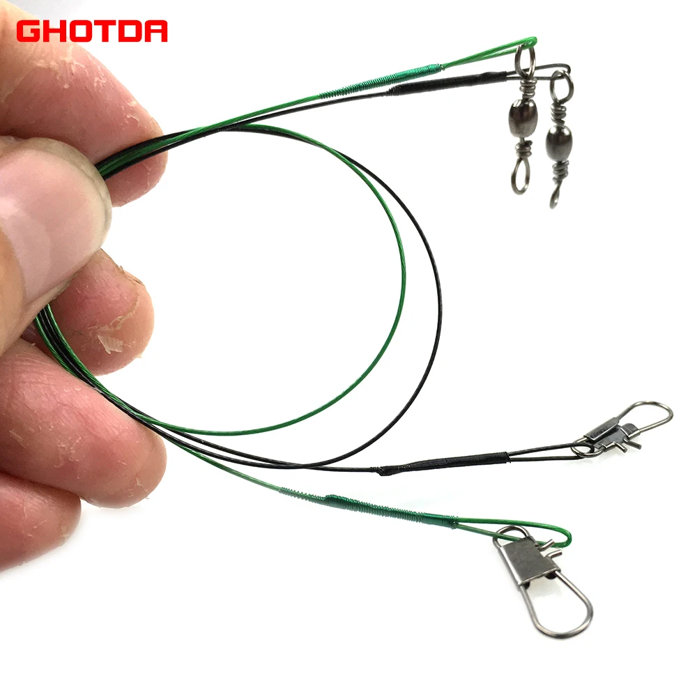 60Pcs Fishing Steel Wire Fishing Leader Line Saltwater Swivels