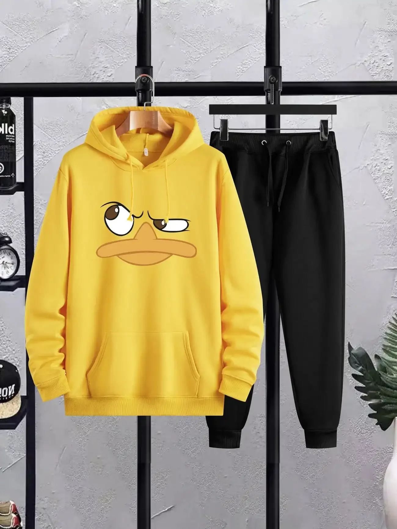 

Hoodie Suit Original Design Winter Printed Sweatshirt and Pants Blouse And Jogger Set MTSS44 - Yellow Black Free Shipping