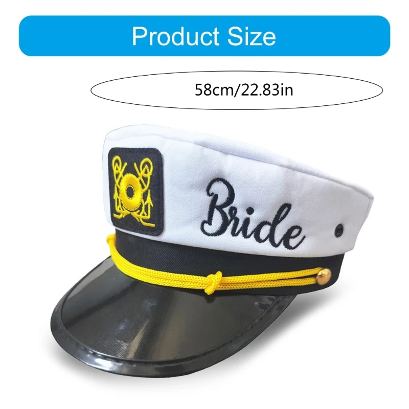 Wedding Captain Caps for Adult Bridal Shower Bride Groom Hat Sailing Party Headwear Roleplaying Costume Accessory