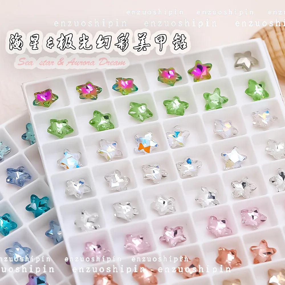 100 stücke Nagel verbesserung Seestern Schmuck Kristall spitzen Boden Diamant kleine Größe weißen Stern Glas Nagel Diamant Dekoration – Detail 3