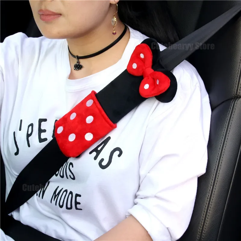 Seat Belt Pads Disney Mickey Seat Belt Shoulder Pads Cute Cartoon Soft Comfortable Universal Auto Seat Belt Protection Accessories Decoration