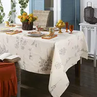 Print Cotton Linen Tablecloth Rustic Garden Natural Botanical Decorative Table Cover for Kitchen Dining Spring Summer Picnic 2