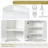 Lazyspace 4-дверный буфет без рук, сервант в минималистском стиле, шкафы для гостиной с металлическими ножками, мебель для дома — изображение 5