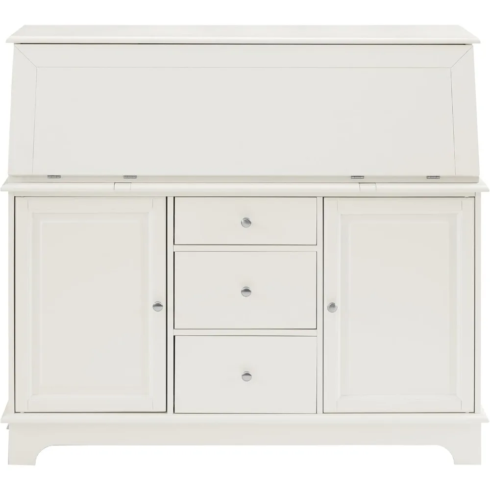 Reception Desks,Sullivan Wood Home Office Secretary Desk with Storage Shelves and Drawers, White,Reception Desks