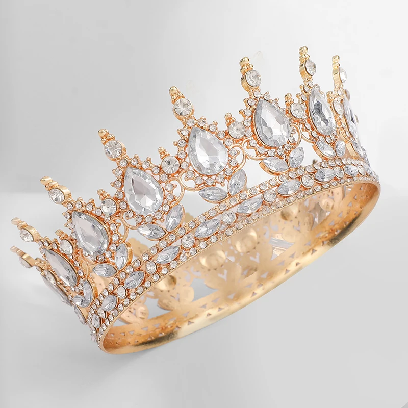 Large Crown Cake Topper Happy Birthday Party Cake Decoration Metal Gold Silver Crystal Crown Wedding Bridal Hair Accessories