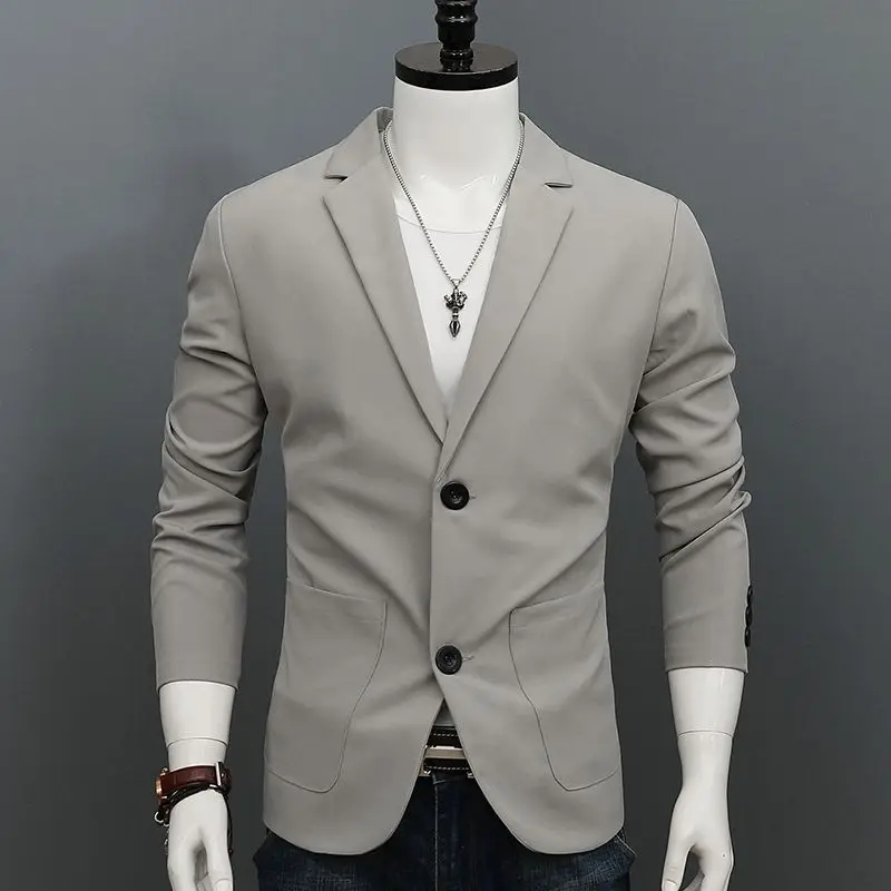 

Men's Suit Jacket Autumn New Korean Fashion Casual Blazers Long Sleeve Single Breasted Tops Male Pocket Solid Color Outerwear