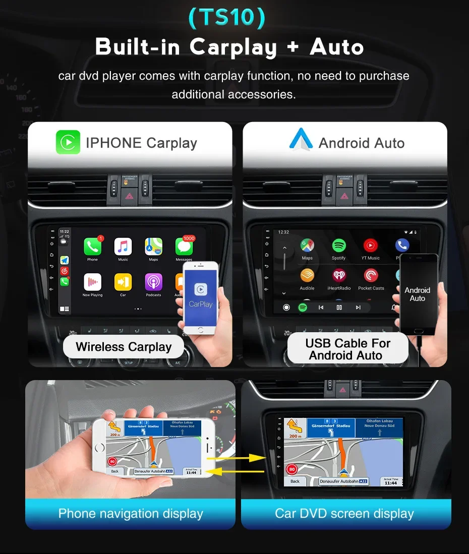 2000*1200 7" IPS Carplay Auto Android 13.0 DVD Player GPS WIFI Bluetooth Radio For Jeep Compass Commander Wrangler Chrysler 300C