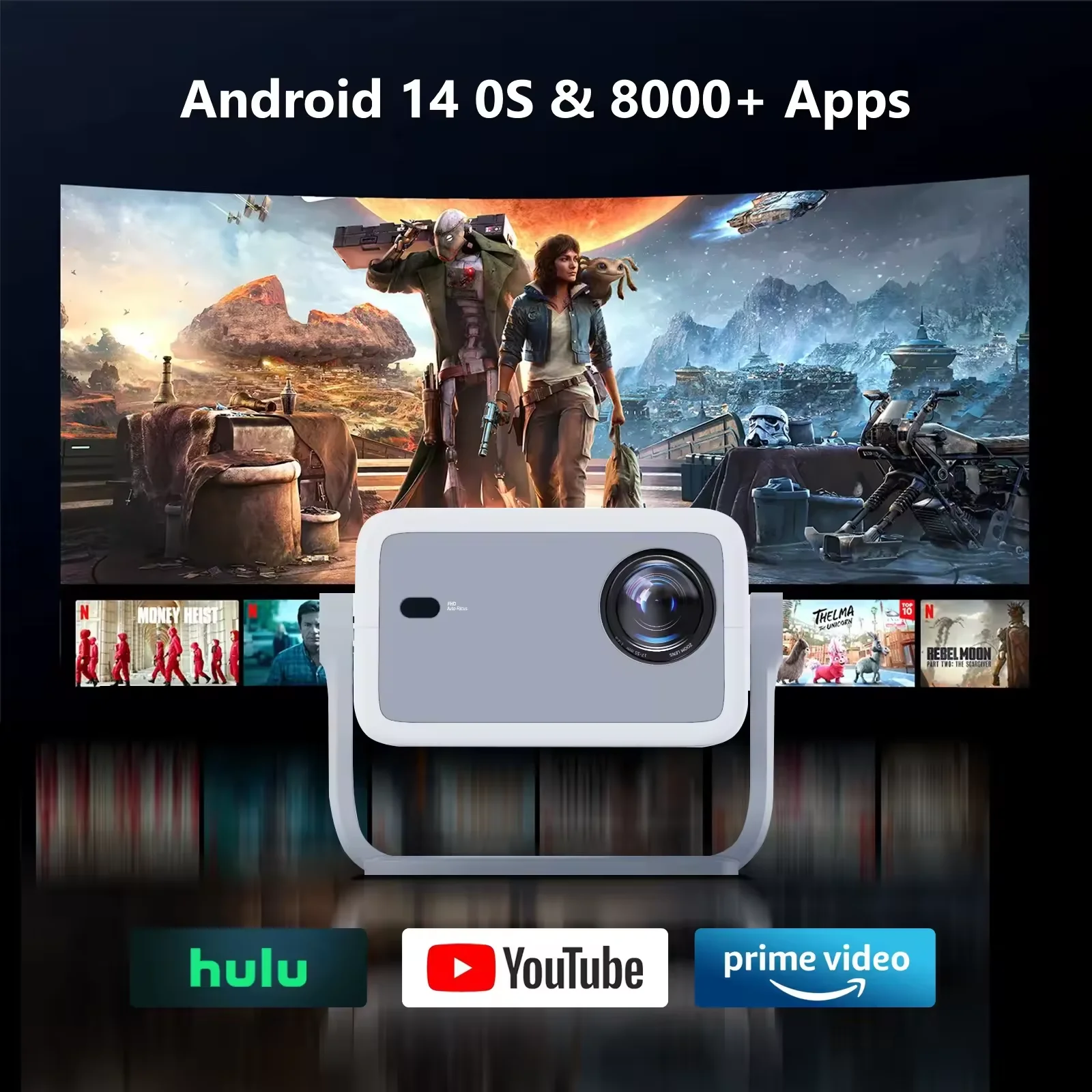 2026 L018 네이티브 1080P 프로젝터 800ANSI 4K 디코딩 자동 초점 키..
