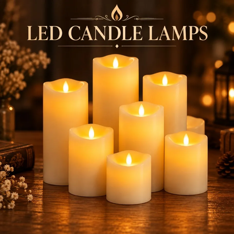 Flameless Flickering LED Candle Lamp for Holiday and Home Decor