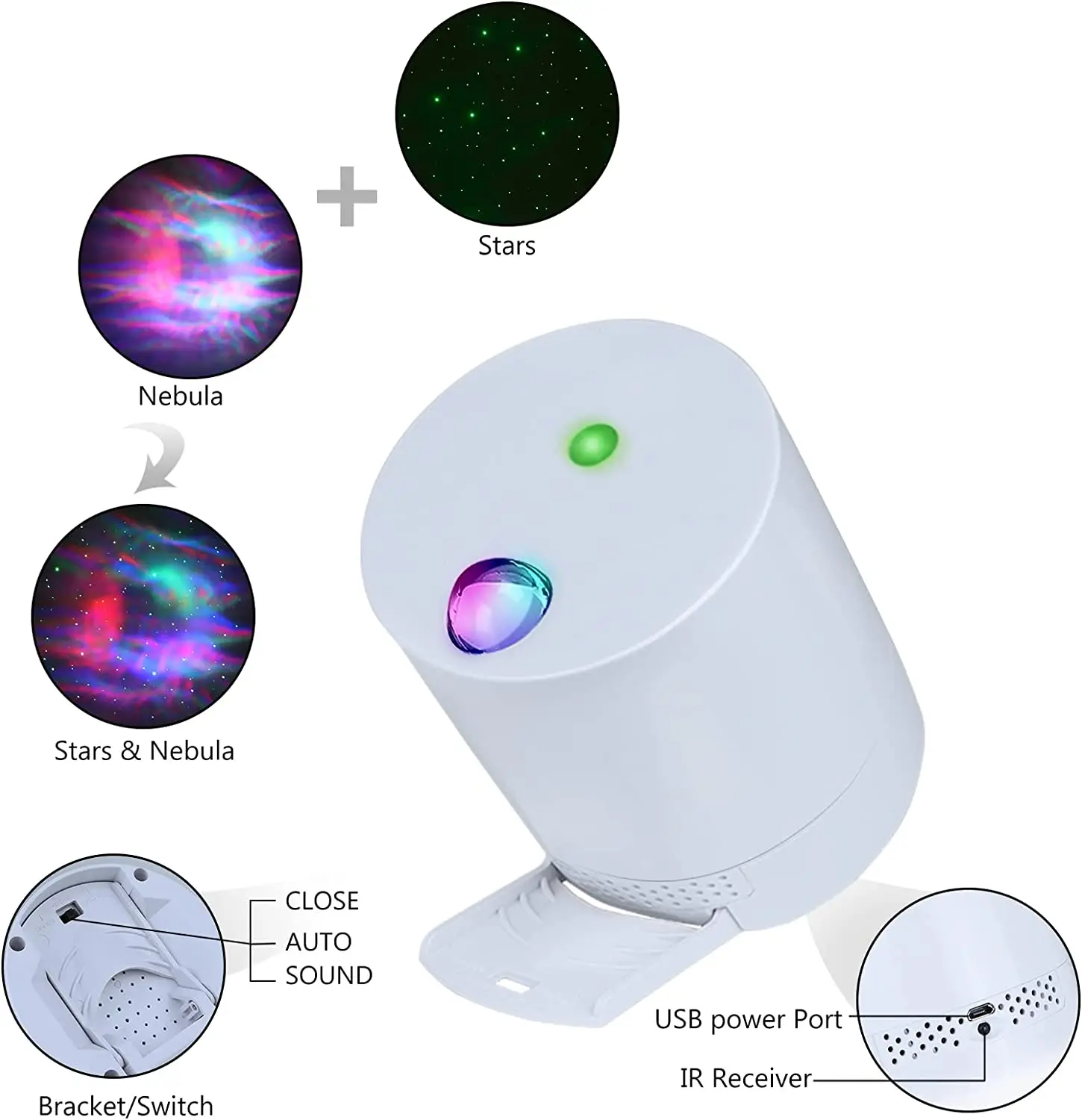 Ocean Wave USB 2in1 LED Planet Projektor Nachthimmel Bluetooth