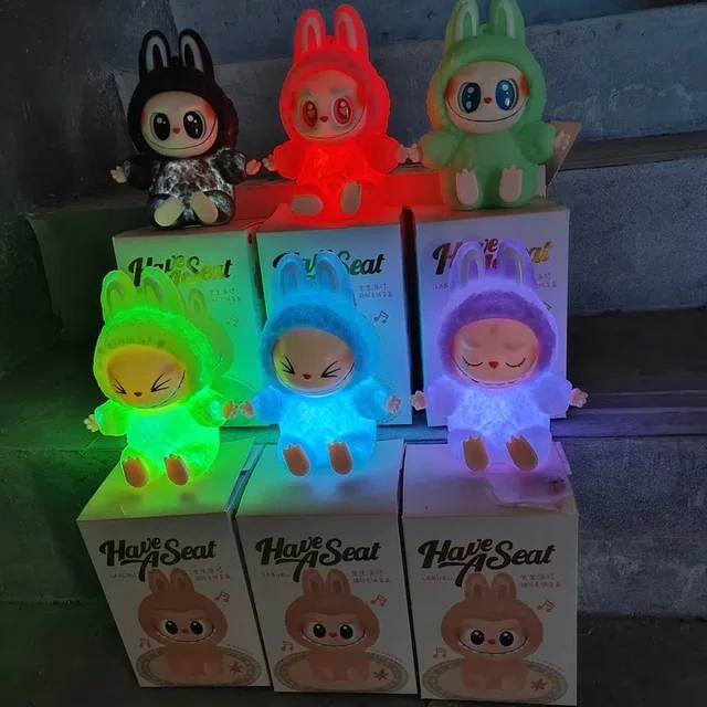 Blind Box Labubu Monster Seat Series Night Light Version Plant Velvet Model Toy Cute Monster Key Chain Toy Gift 1