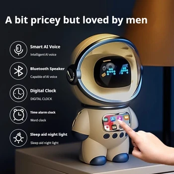 Robot AI Intelligente con Chat Vocale, Altoparlante Bluetooth, Sveglia Digitale, Aiuto per il Sonno, Luce Notturna, Compagno per Bambini, Regalo Festivo