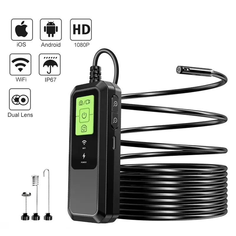 Wireless Endoscope 1080P HD Single & Dual WiFi Borescope IP67 Waterproof Camera with Light for Android iOS Smartphone