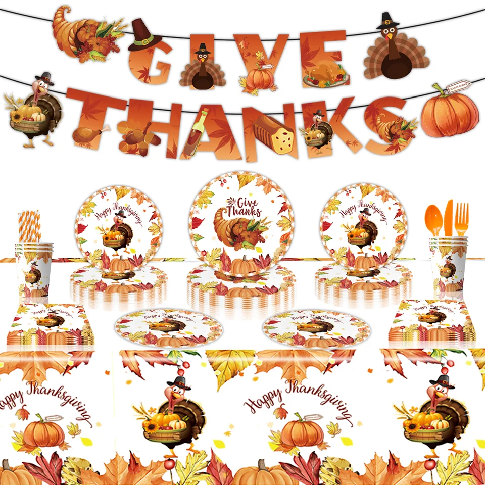 Talheres para festas temáticas do dia de Ação de Graças, pratos de papel  descartáveis, toalhas de papel, toalha de mesa, decorações para festivais -  AliExpress, image size:960x960