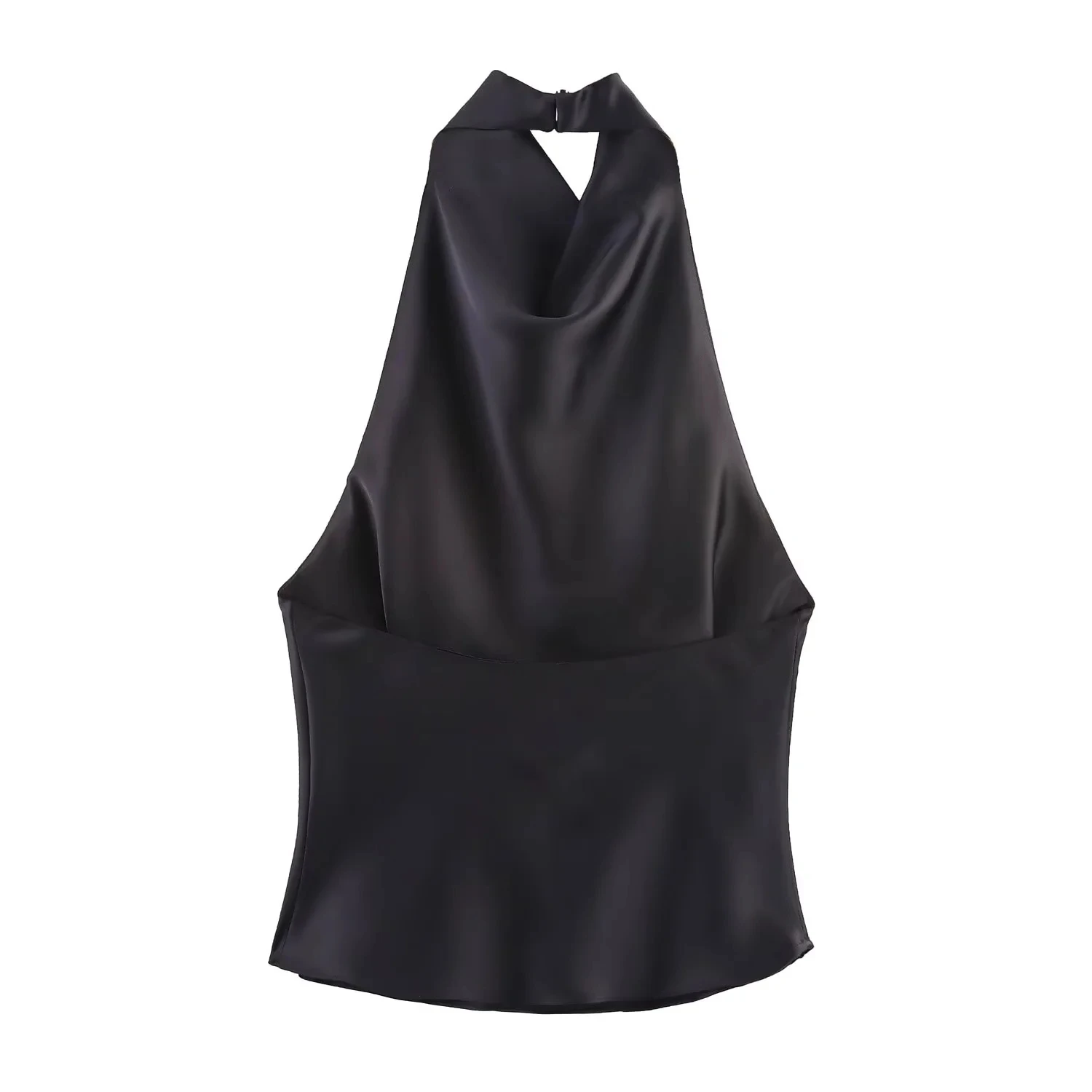 KONDALA Sexy Chic Butter Gelb Satin Tops Frauen Neckholder Rückenfrei Strand Urlaub Party Top Mode 2025, Neujahr Abend Satin Top – Detail 8