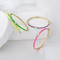 HECHENG, Love Heart Bangle Candy Bracelet for Women Rose Neon Green Enamel Bracelet, Gold Color Infinity Jewelry wholesale 1