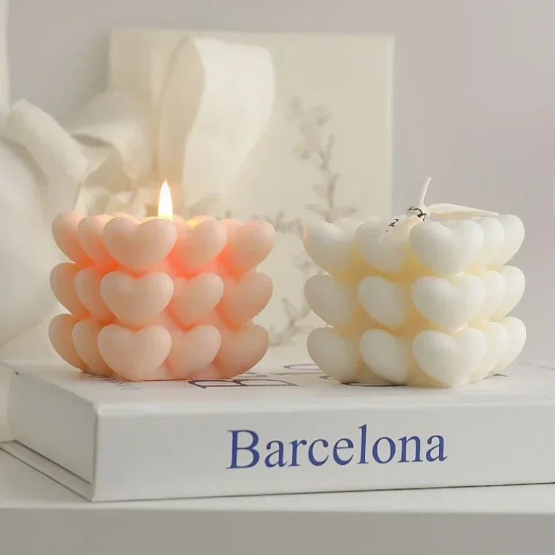 Heart-Shaped Aromatherapy Candle Silicone Mold Love Gypsum Ornaments Cement Molds DIY Candle Making Resin Mold Home Decoration