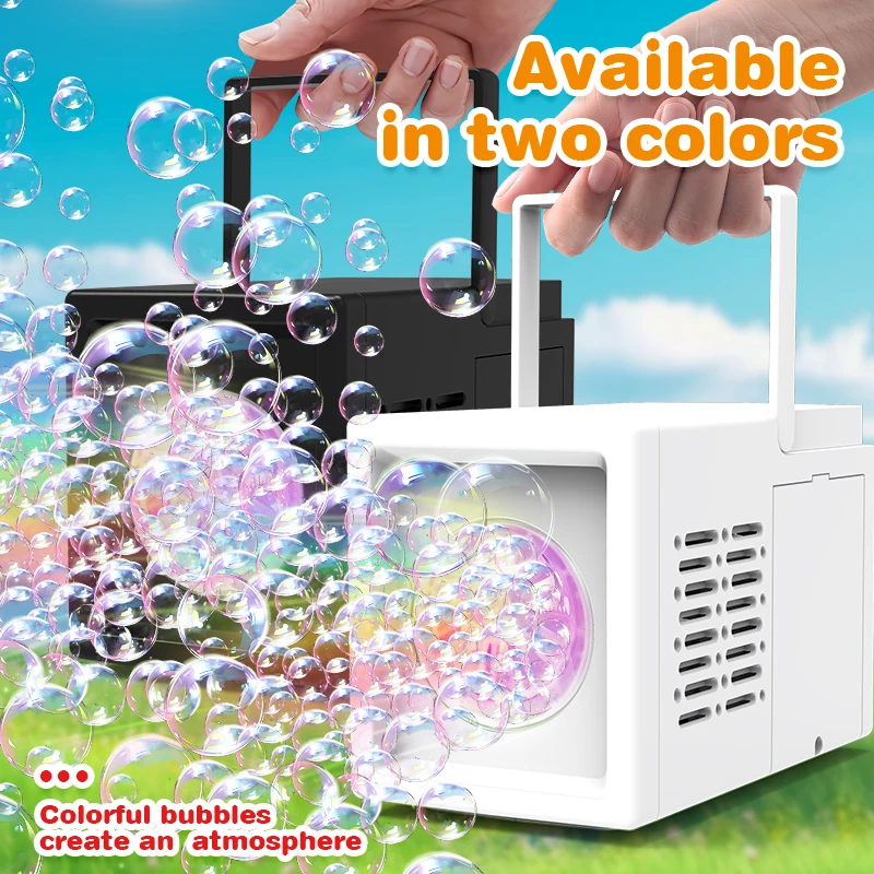 The handheld colorful bubble machine is portable and fun for children, allowing them to create a dreamy atmosphere anytime, anyw