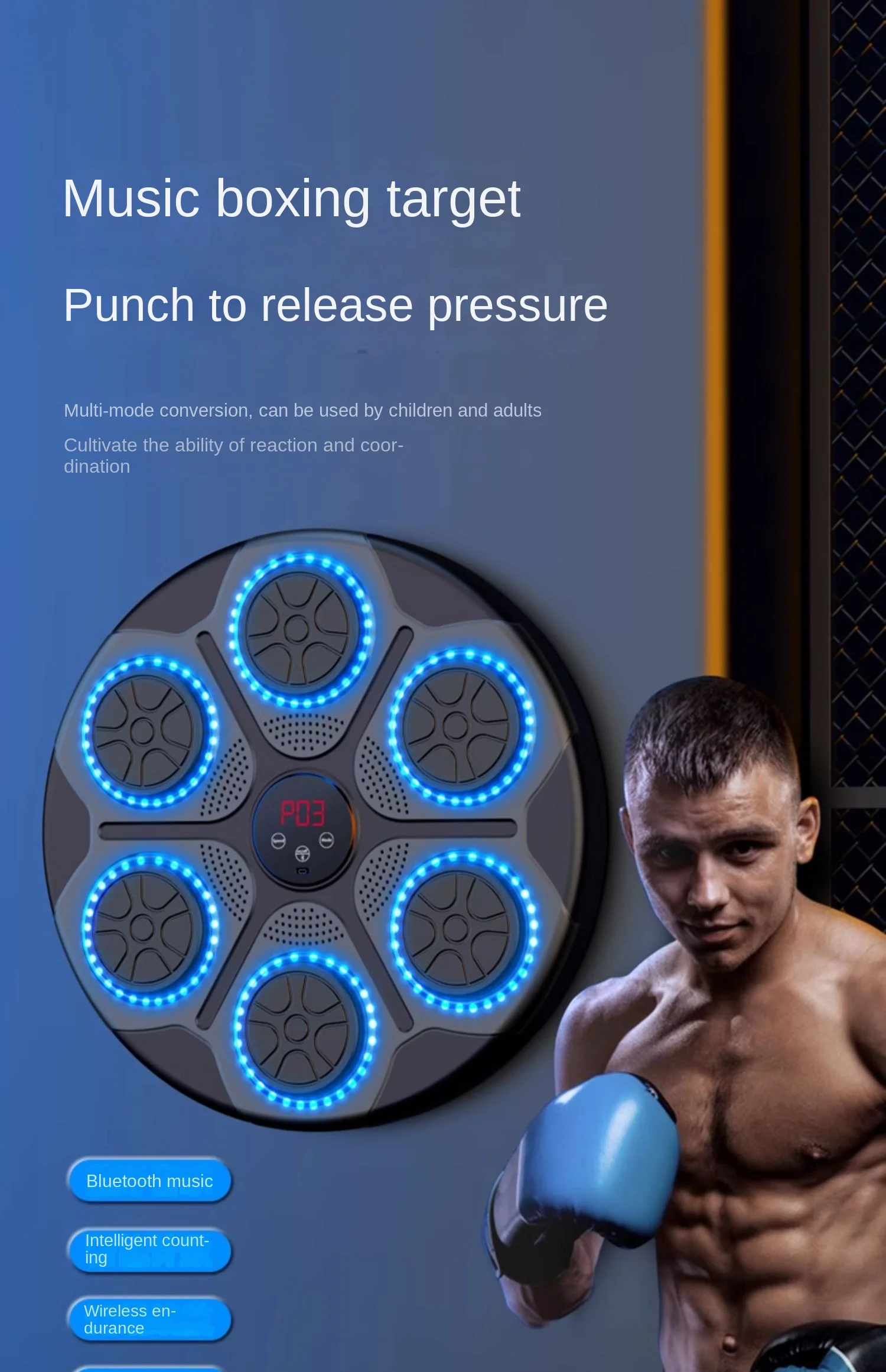 Inteligente Music boxing Machine para Uso Doméstico, Adulto e Criança Indoor Equipamento Eletrônico Target Training