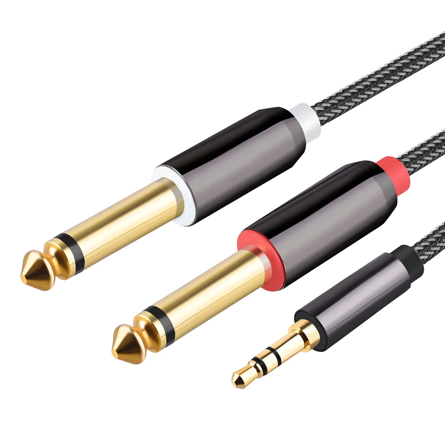 Cavo Audio Adattatore Da 1 A 2 Jack Da 3.5Mm A 6.35Mm * 2 Per Mixer Amplificatore Altoparlante Placcato In Oro Cavo Audio Splitter Jack Da 6.5Mm 3,5