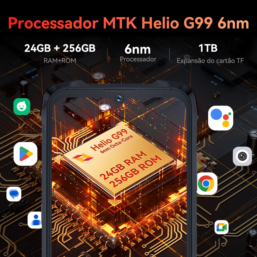Cubot KingKong Helio Pantalla Rugido Smartphone ROM Extendida CámaraNFC G99 120Hz 6.583-Inch 24GB RAM12+12GB 256GB 100MP