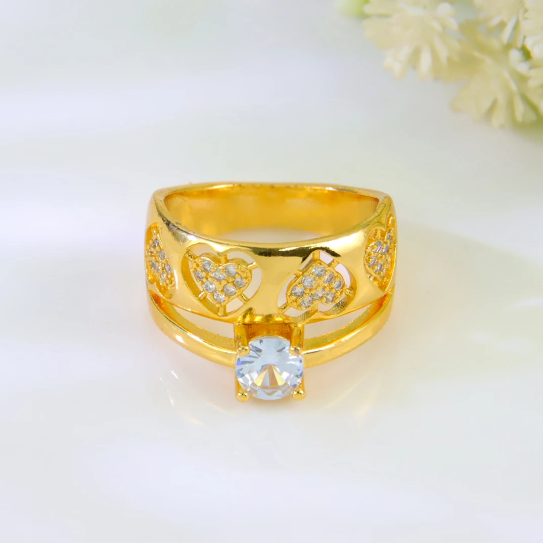 Luxury Dubai Gold Plated Wedding Ring 21k Gold Color Italian