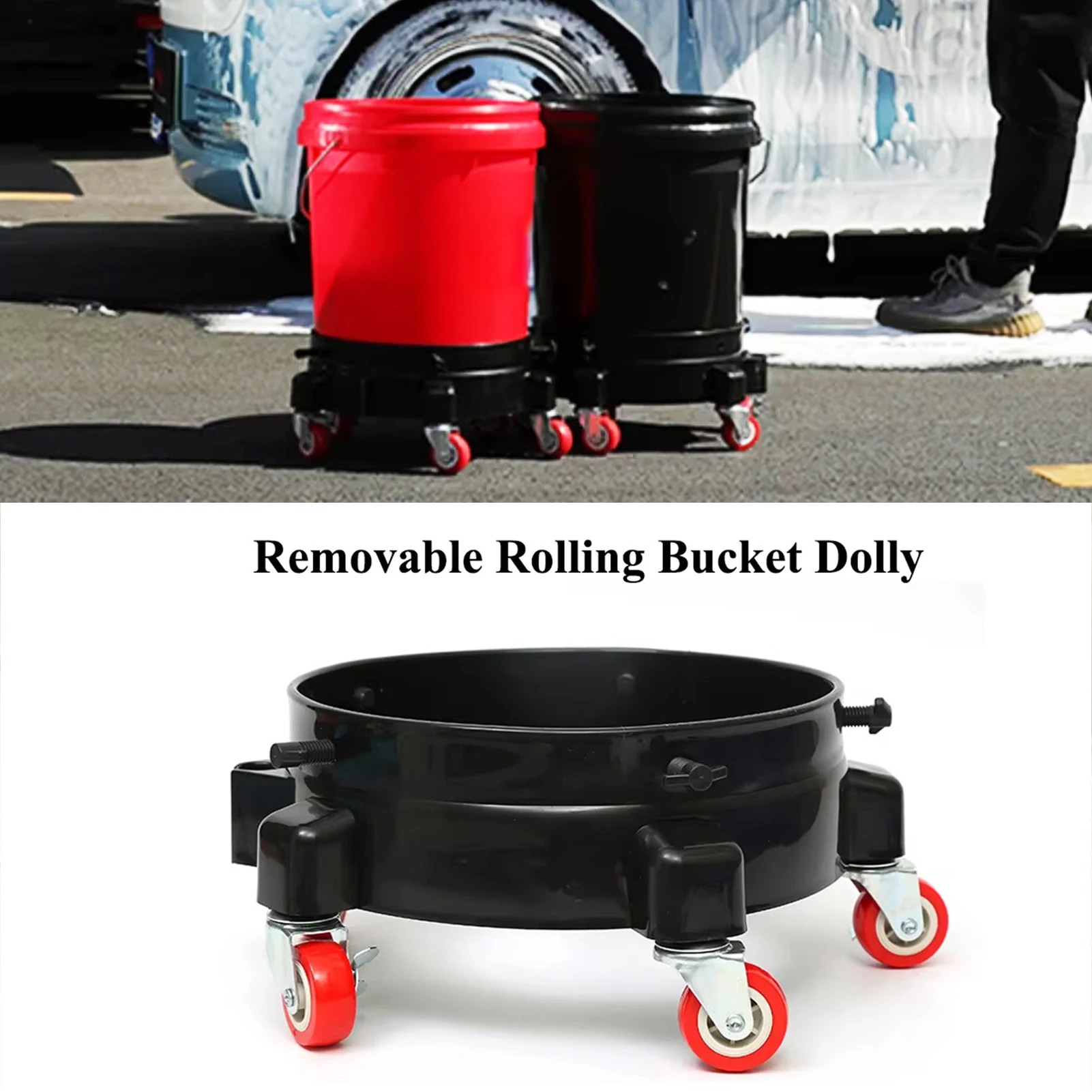 Bucket Dolly With Wheels Bucket Cart Accessories Car Wash With Wheels Multifunctional Holder Car Wash