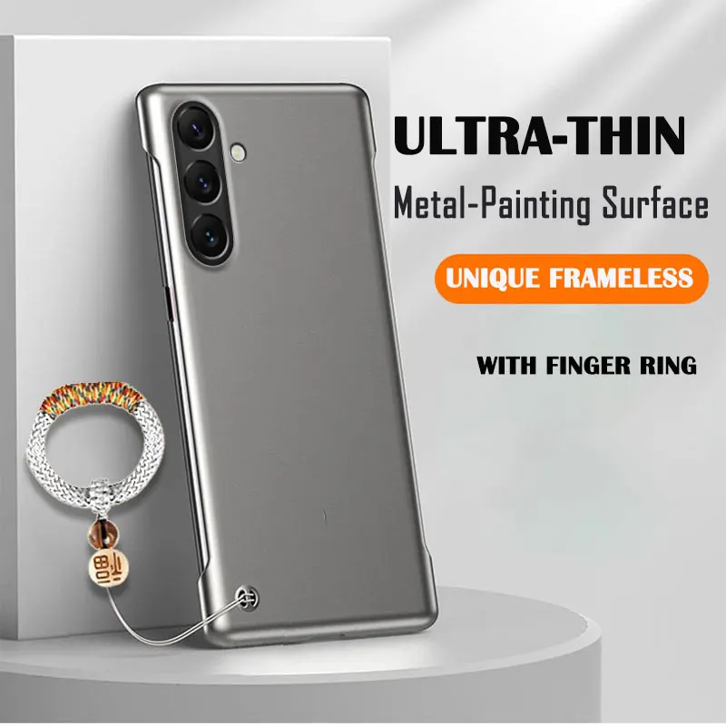 Frameless Slim Matte Hard PC Back Cover with ShockProof Protection and Lucky Ring