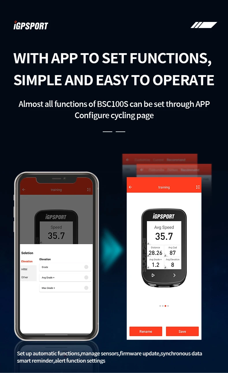 BCS100S Bike Computer BLE ANT+ 2.6 Inch IPX7 Type-C 40H Battery Life Auto Backli
