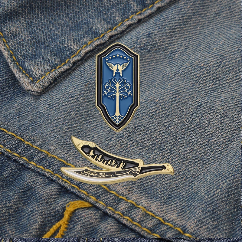 Fantasy-Film- und Schild-Emaille-Pin, personalisierte klassische Anime-Film-Brosche, Reversnadel, Metall-Accessoire, Schmuck – Detail 8