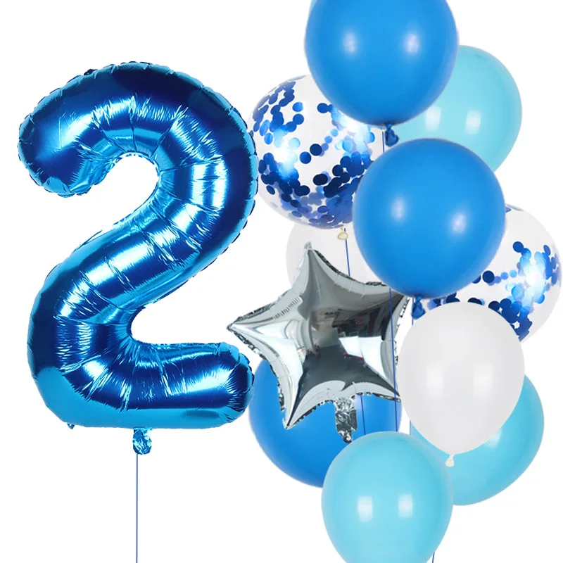 12 Stück 40 Zoll Zahlenballons mit Blauen und Weißen Latexballons Geburtstagsballons für Jungen 1 2 3 4 5 6 7 Jahre Alt Geburtstagsdekoration – Detail 4