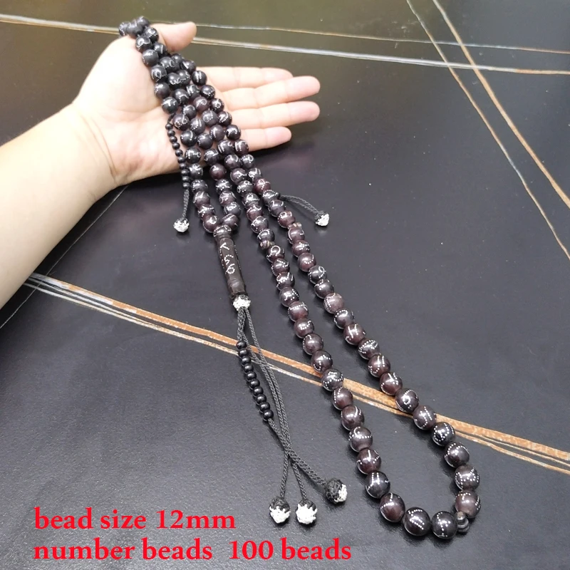 maxmini5g 3セット Natrual Yusr Tasbih 100 koraliki imię Allah naturalny czarny