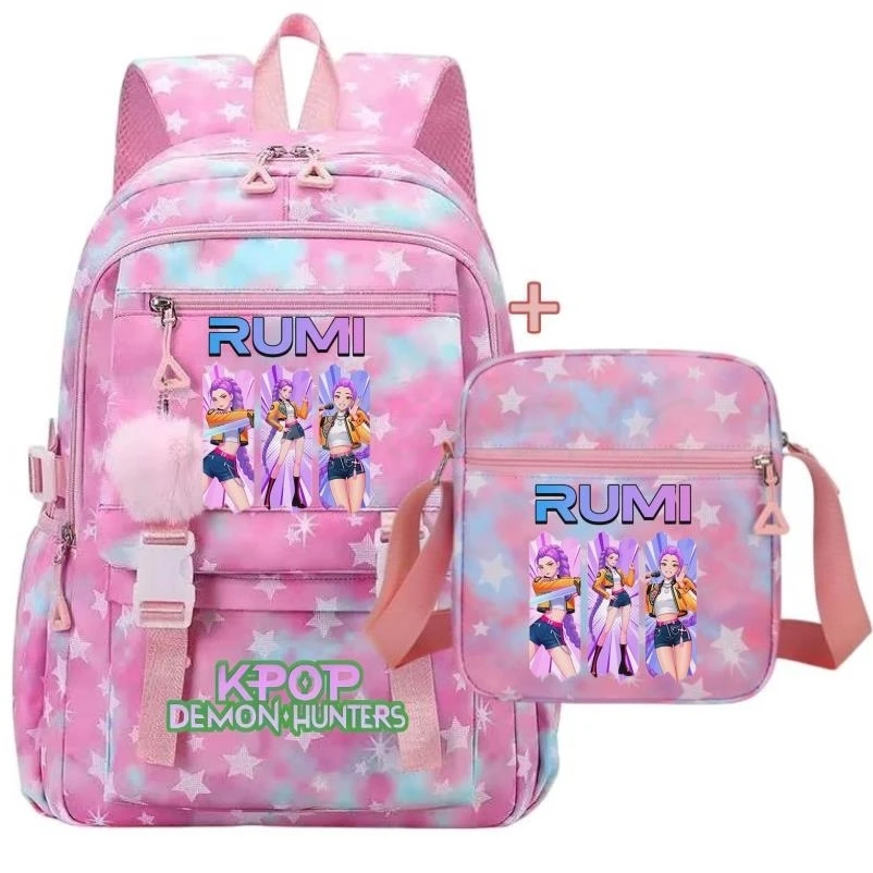 Girl's School Bag KPop Demon Hunters Backpacks College-style Capacity Backpack For Junior/Senior High Schoolbag And Shoulder Bag 1
