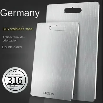 316 Stainless Steel Panel and Chopping Board Kitchen Household Thickened Double Sided Cutting Board Block Kneading Dough Board Home Appliances Kitchen Appliances cb5feb1b7314637725a2e7: 25x15cm|29x20cm|39x28cm|46X30CM 