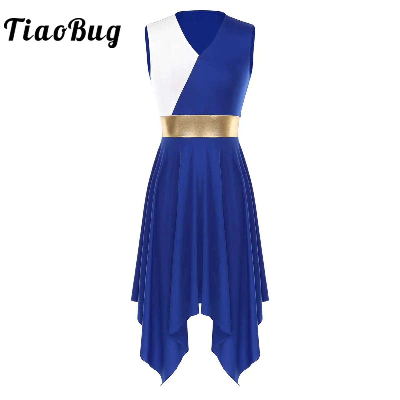 

Womens Colorblock Sleeveless Dress for Graduation Dancing Party Ball Evening Prom Gown Ballroom Dresses Lyrical Dance Costumes